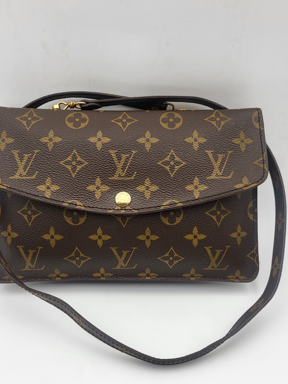 LOUIS VUITTON Monogram Double Pochette Rabat 80's, Authentic..